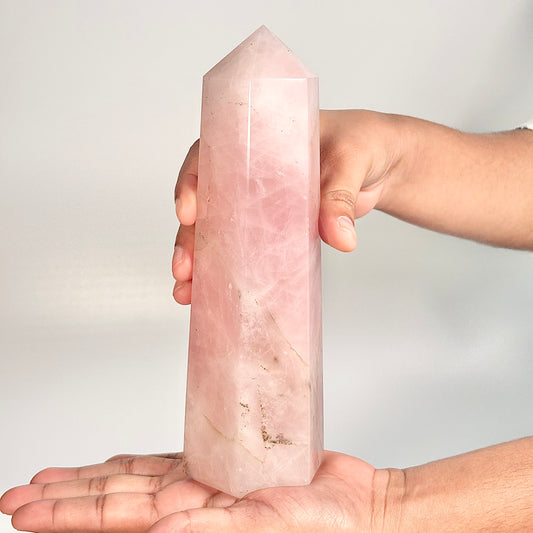 Rose Quartz Six-Facet Tower – 929g - Attract Love • Heal Emotionally • Radiate Compassion