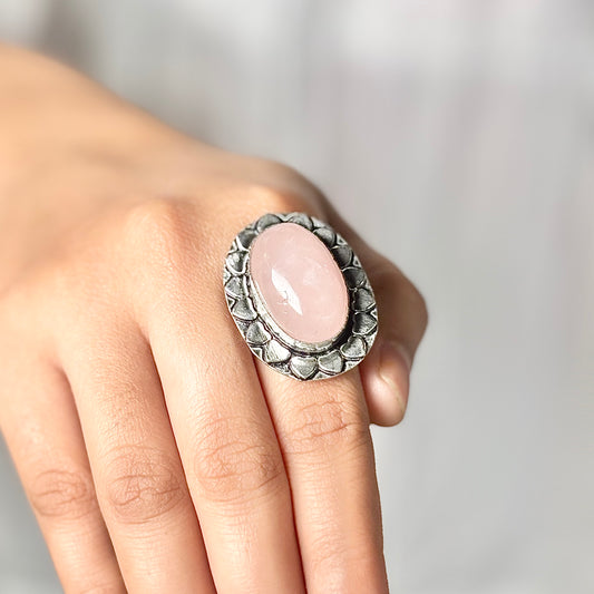 Rose Quartz Crystal Ring | Love & Self Love