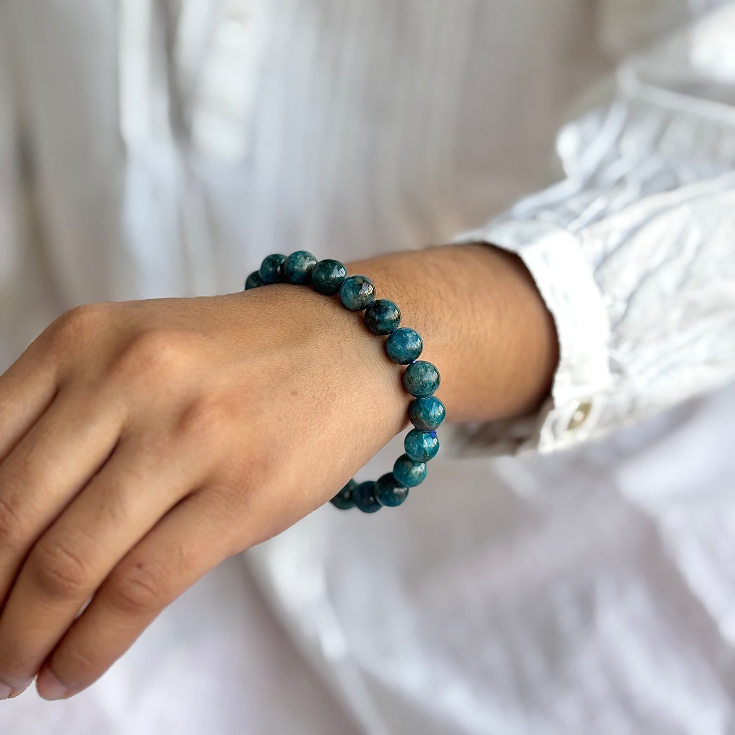 Blue Apatite Bracelet - 9mm | Stone of Motivation