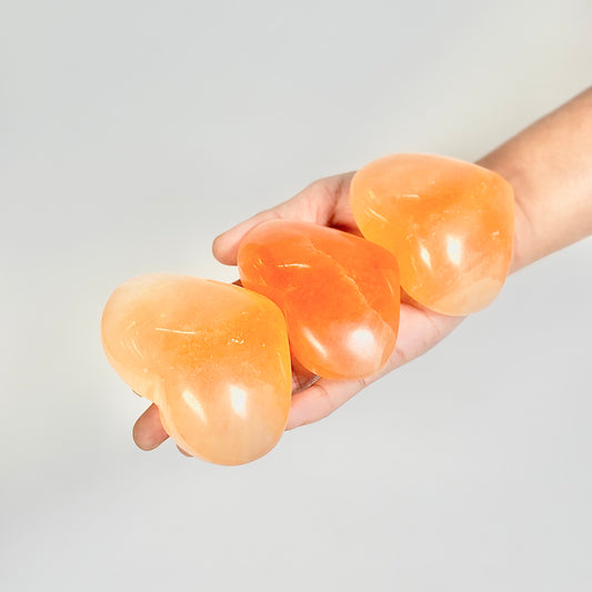 Medium Size Orange Selenite Heart (Satin Spar Selenite) | Stone for Spiritual work & Cleansing