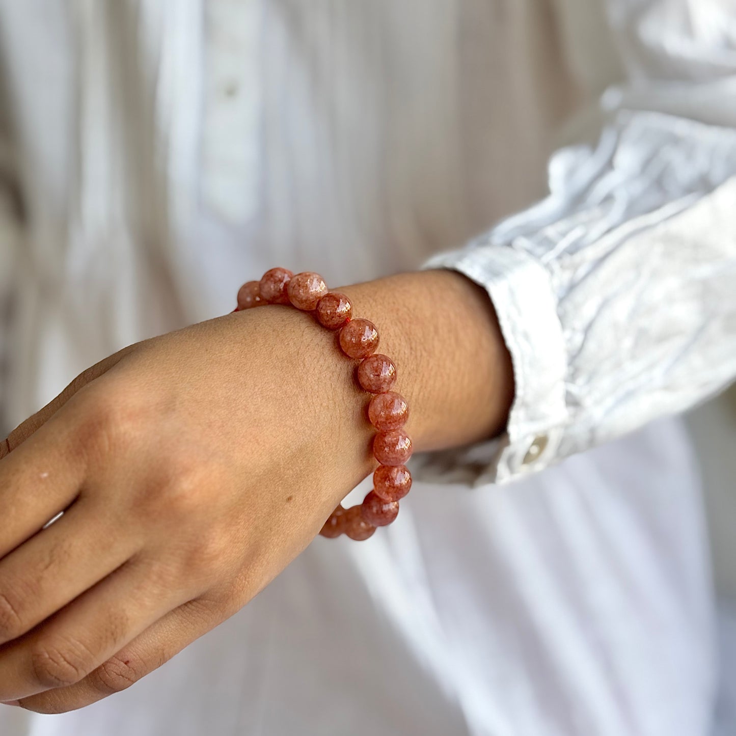 Sunstone Bead Bracelet - 10mm | Stone of Stability & Personal Strength