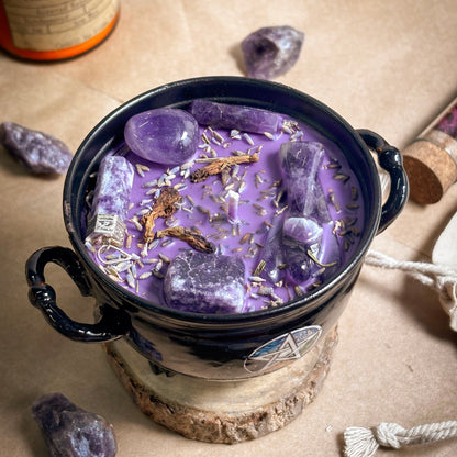 Calm & Focus Crystal Treasure Cauldron Soy Candle - 190 g