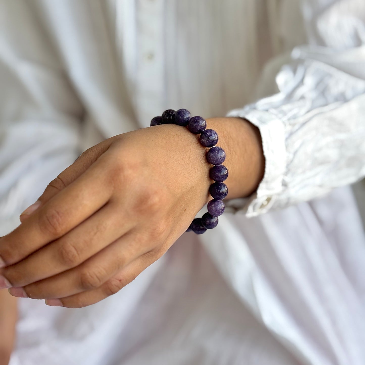 Lepidolite Bead Bracelet - 10mm | Clear Blockages of Heart Chakra & Third eye Chakra