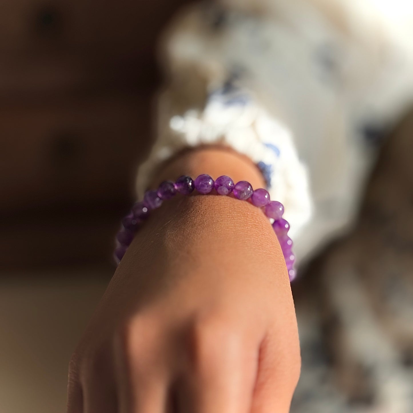 Amethyst Bead Bracelet - 6mm | Helps activating Third Eye & Psychic abilities