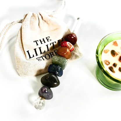 Seven Chakra Crystal Wand with Clear Quartz Tip – Energy Alignment & Focus Tool (5 Inches)