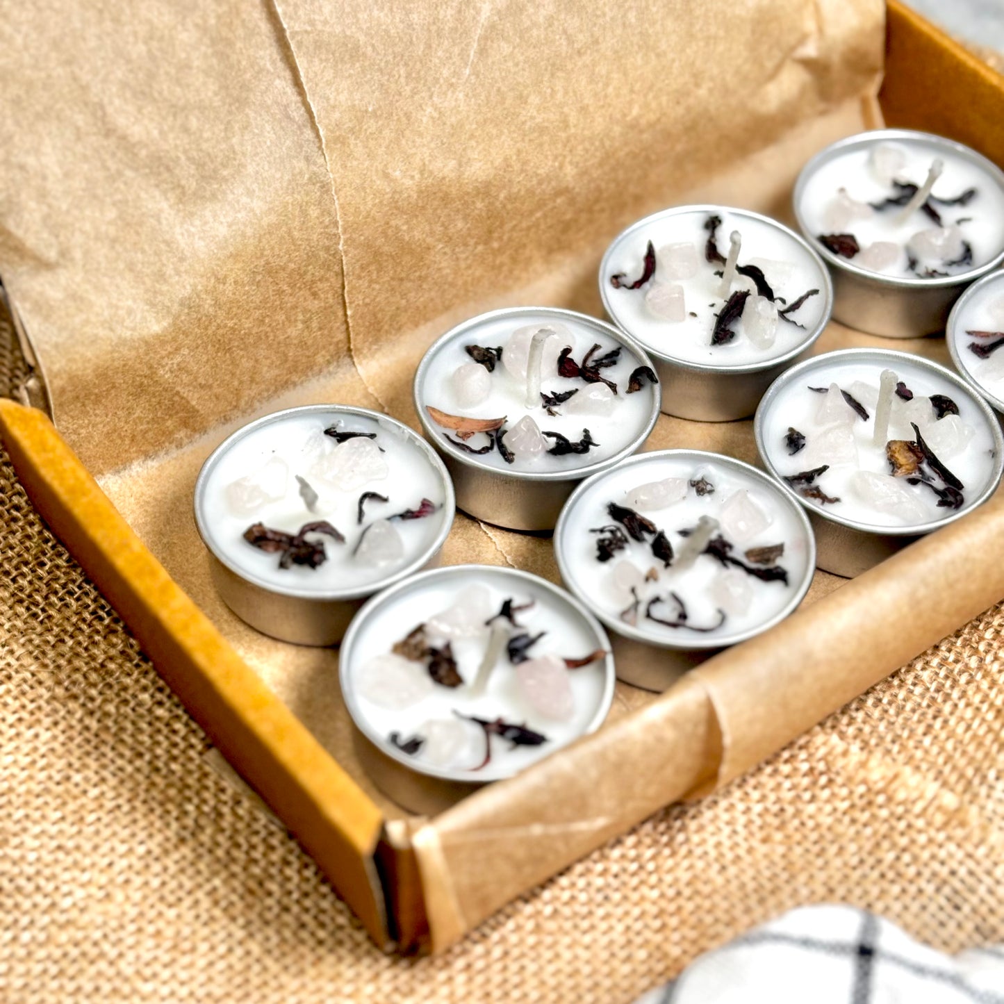 Hibiscus & Rose Quartz Soy Tealight Candle