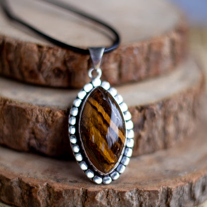 Tiger's eye Pendant with Cord | Wealth & Fortune