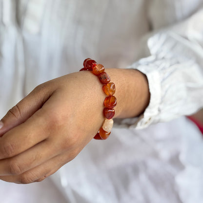 Orange Carnelian Mini Tumble Bracelet | Opportunities & Courage