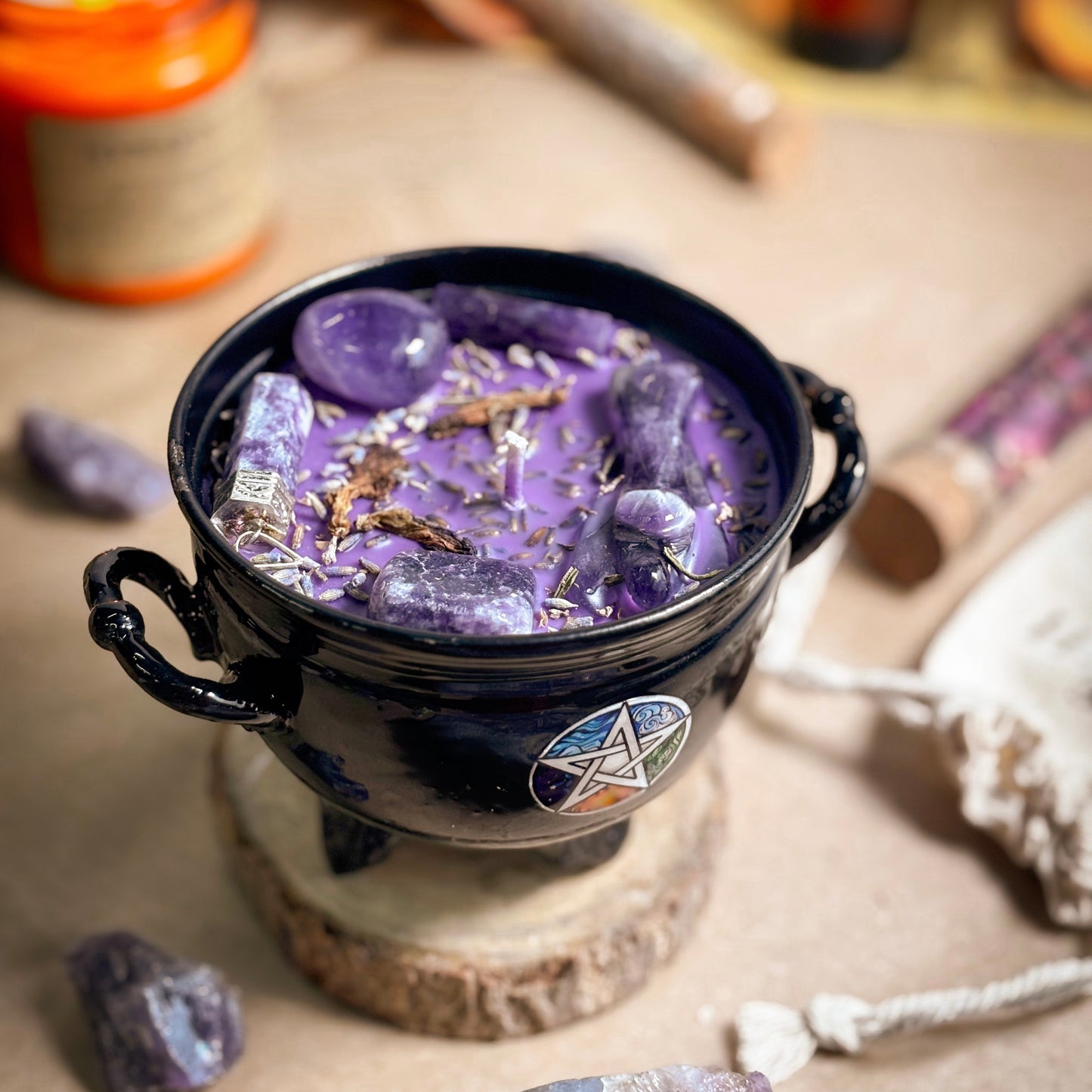 Calm & Focus Crystal Treasure Cauldron Soy Candle - 190 g