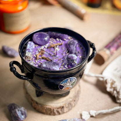 Calm & Focus Crystal Treasure Cauldron Soy Candle - 190 g