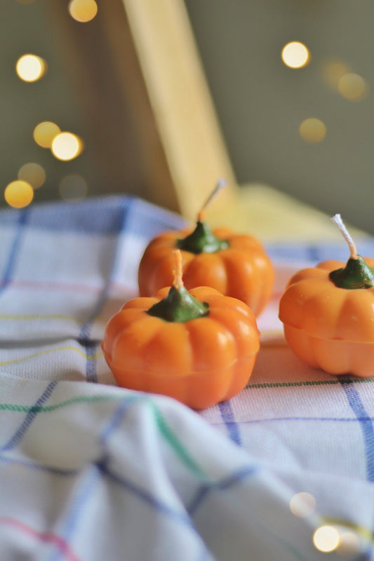 Pumpkin Shape Mini Decorative Candles | Set of 3