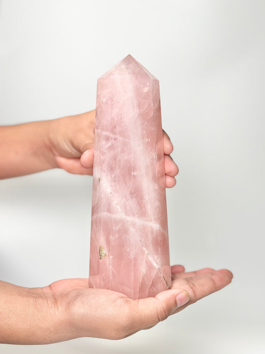 Eight Facet Rose Quartz Tower – 1kg - Elegance, Warmth & Gentle Charm