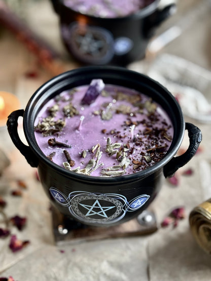 Cleansing & Purification Pentacle Print Cauldron Candle