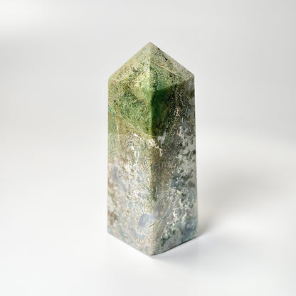 Four Facet Moss Agate Tower – 540 - Nature-Inspired Calm & Grounded Beauty
