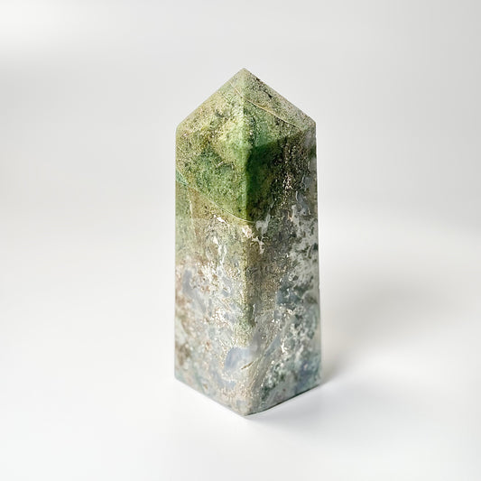 Four Facet Moss Agate Tower – 540 - Nature-Inspired Calm & Grounded Beauty