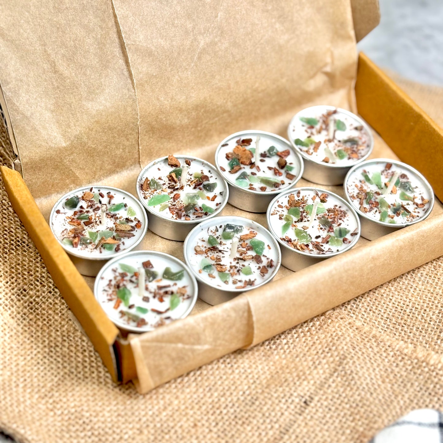 Cinnamon & Green Aventurine Soy Tealight Candle