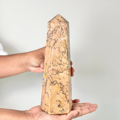 Orange Rhodonite XXL Size Tower - 1450 Gm | 6 facet