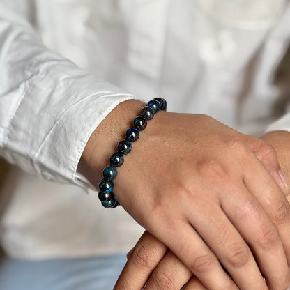 Azurite with Chrysocolla & Iron Bead Bracelet - 8mm | Spiritual Growth & Emotional Healing