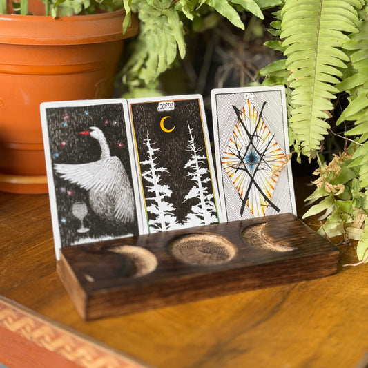 Triple moon Carved Tarot Card Holder