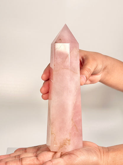 Rose Quartz Six-Facet Tower – 620g - Attract Love • Heal Emotionally • Radiate Compassion