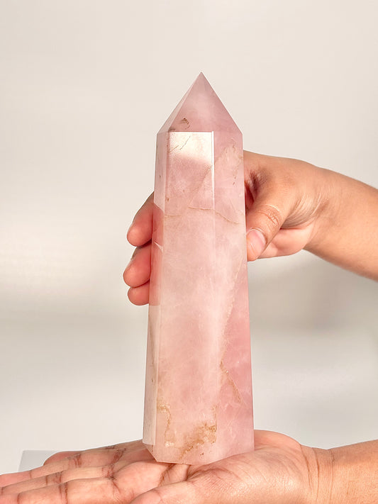 Rose Quartz Six-Facet Tower – 620g - Attract Love • Heal Emotionally • Radiate Compassion
