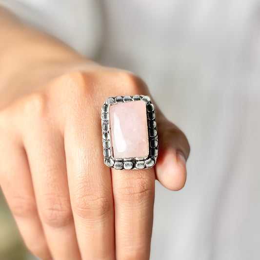 Rose Quartz Crystal Ring | Love & Self Love