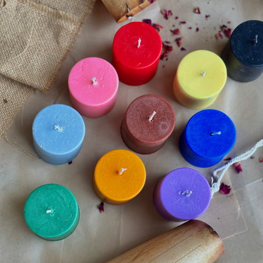 Pack of 11 Soy Wax Pillar Candles (2 Inch) – Assorted Ritual & Décor Colours