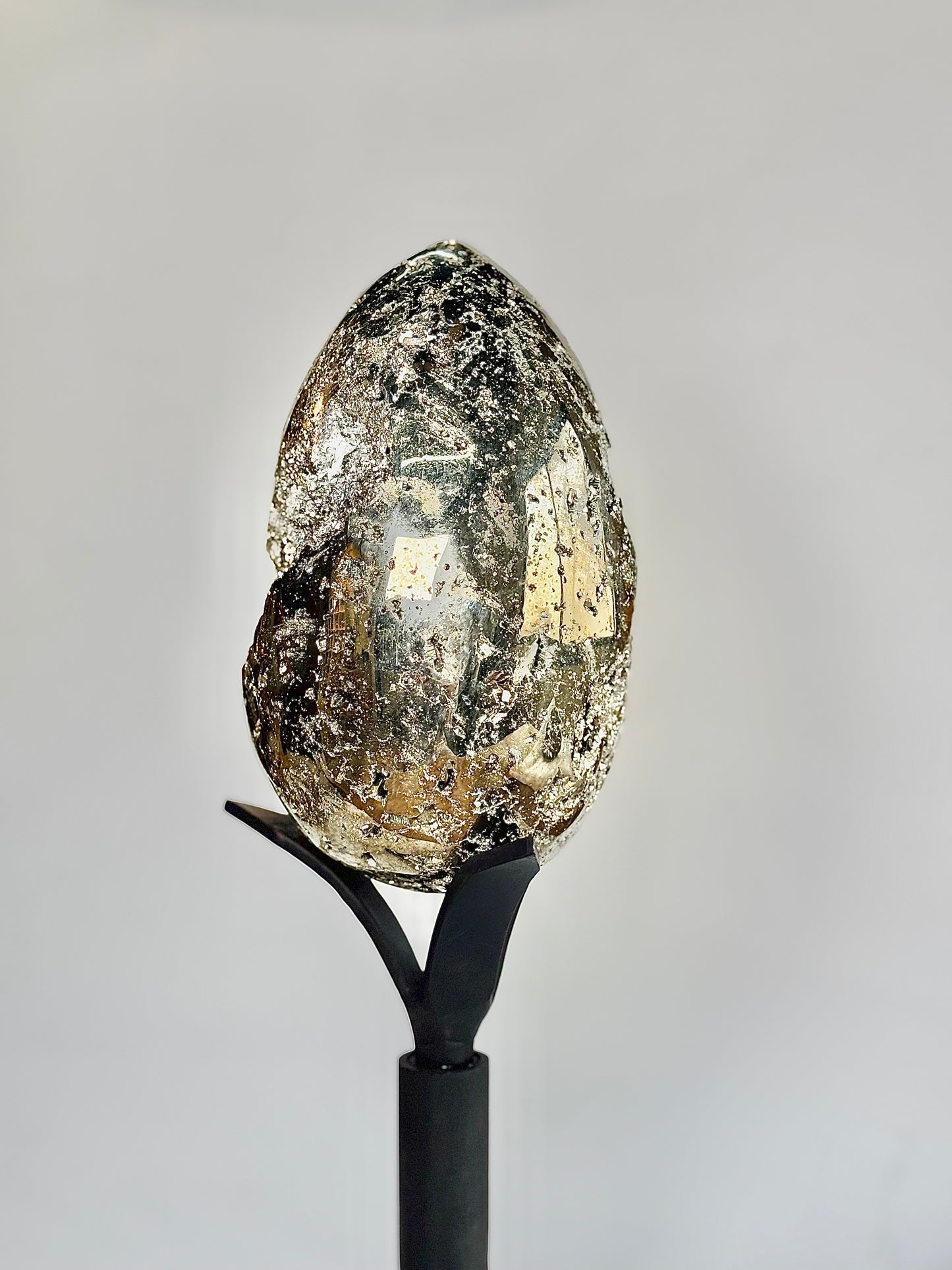 Extra Large Peruvian Pyrite Druzy Egg Carving 8.1 Kg – Abundance & Prosperity