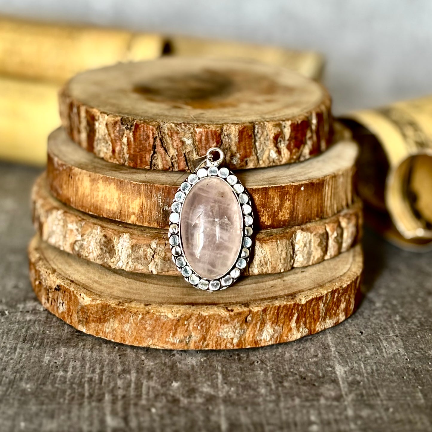 Rose Quartz Oxidised Pendant – Love & Gentle Energy