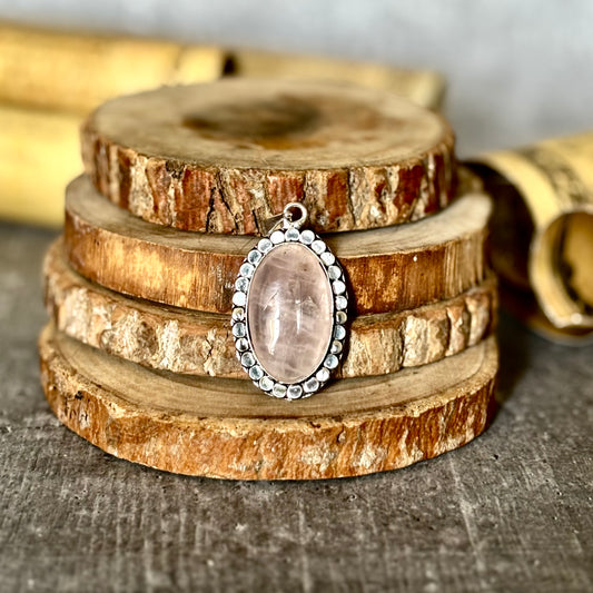 Rose Quartz Oxidised Pendant – Love & Gentle Energy