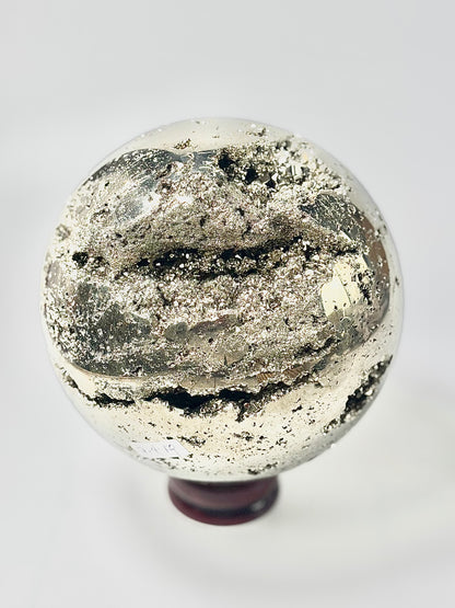 Extra Large Peruvian Pyrite Druzy Sphere 7.4 Kg – Abundance & Prosperity