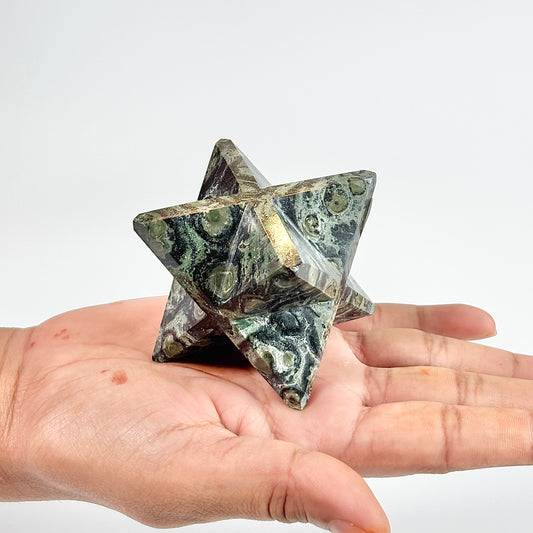 Kambaba Jasper Large Merkaba Carving - 160 Gm
