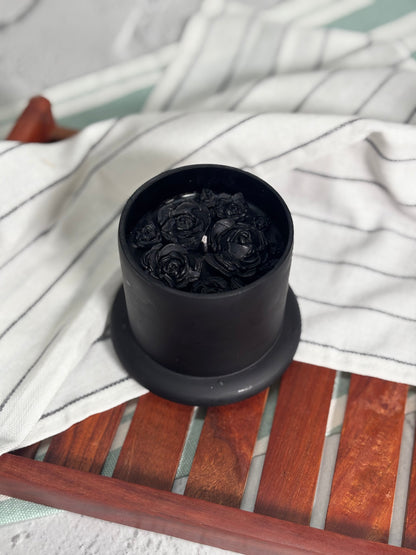 Black Rose Vanilla Scented Soy Candle in Bell Jar with Dome
