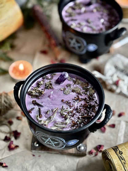 Cleansing & Purification Pentacle Print Cauldron Candle