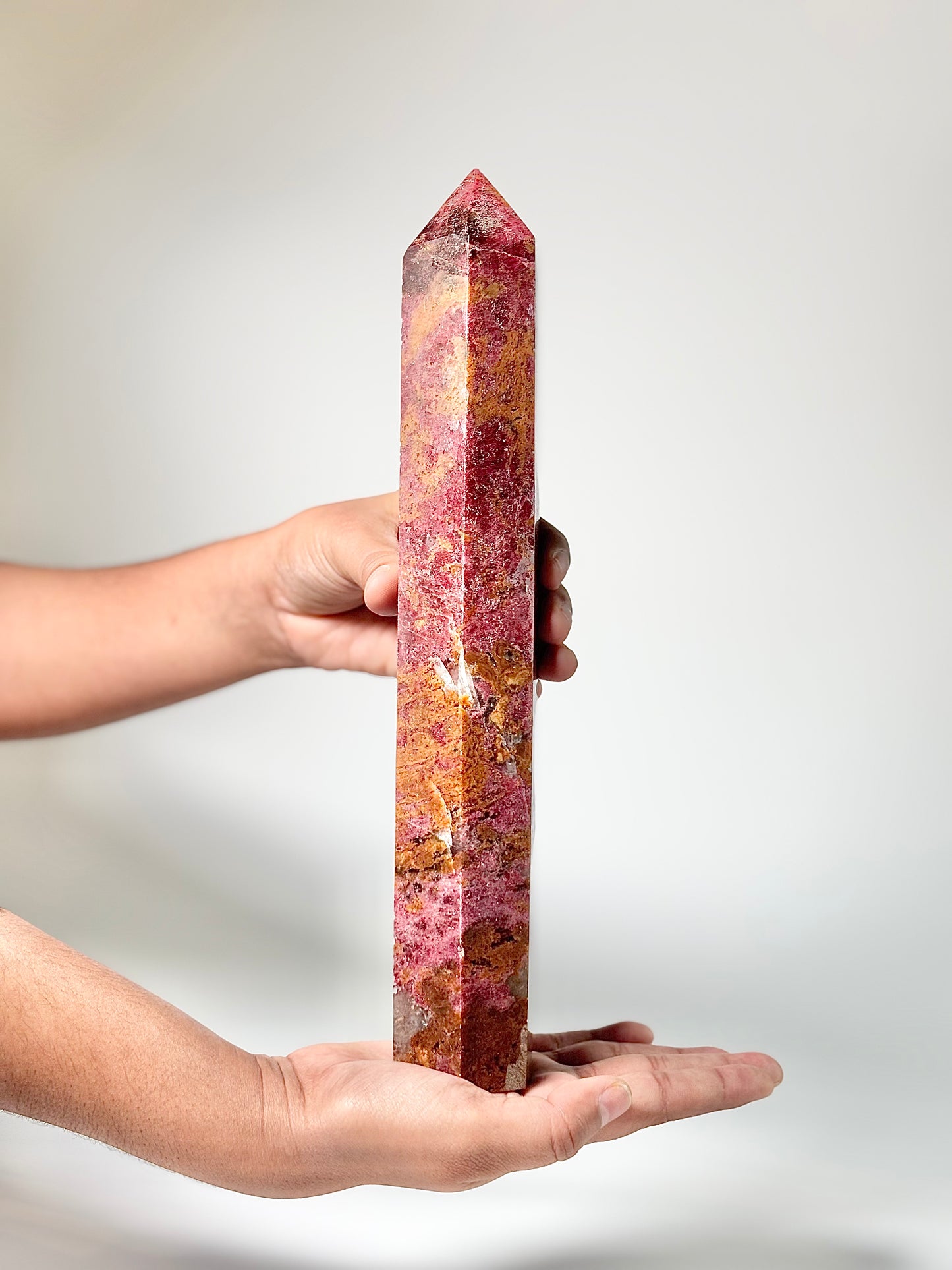 Super Pink Rhodonite Tower 1.3 Kg – Emotional Healing & Heart Alignment
