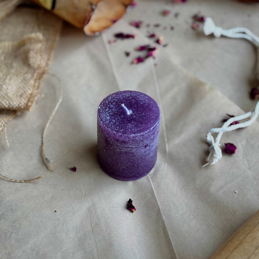 Purple Pillar Candle 2 Inch – Paraffin Wax Ritual & Décor Candle | Pack of 4