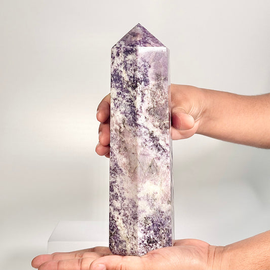 Lepidolite Six-Facet Tower – 1301 g - Calm the Mind • Ease Anxiety • Support Emotional Healing