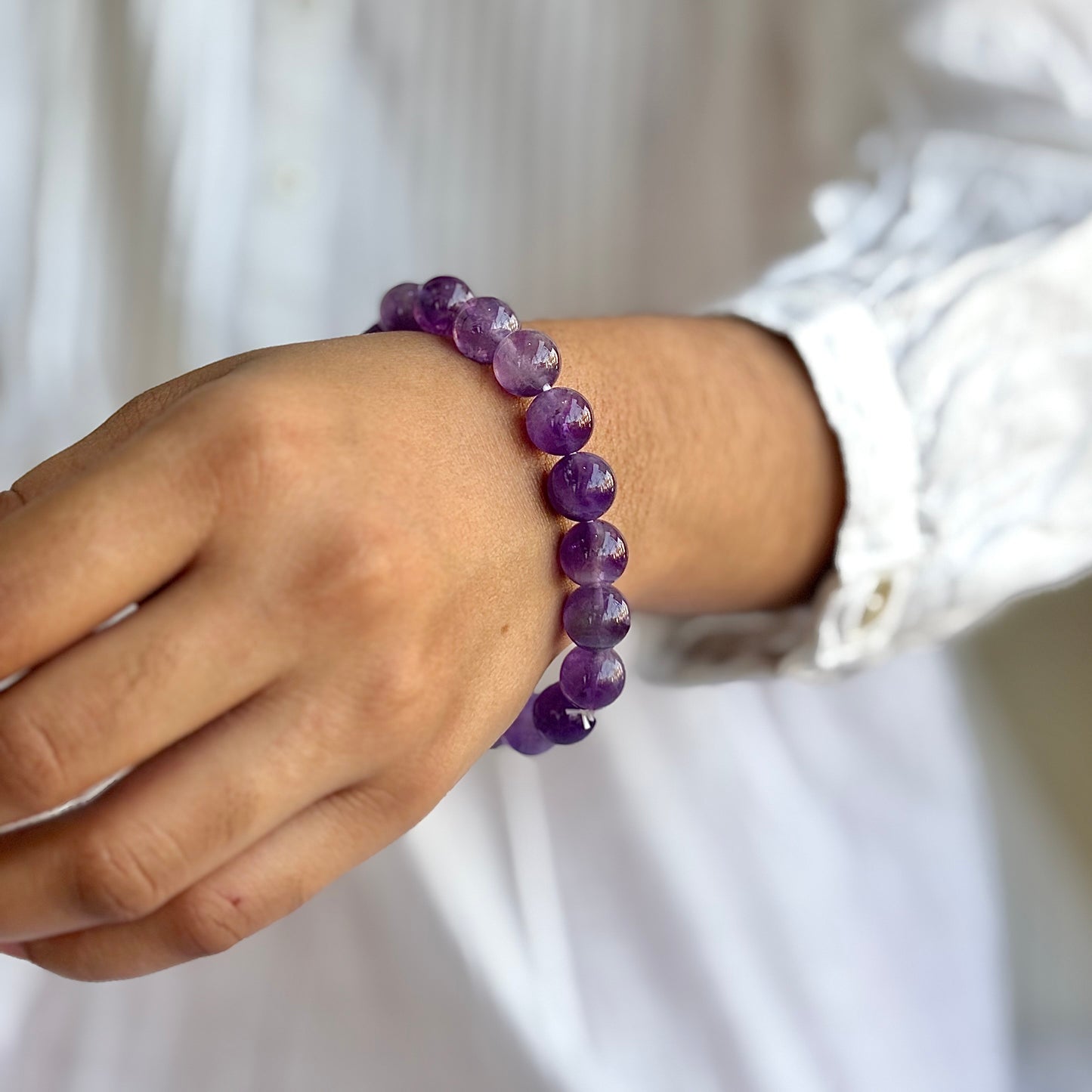 Amethyst Bead Bracelet - 10mm | Helps activating Third Eye & Psychic abilities