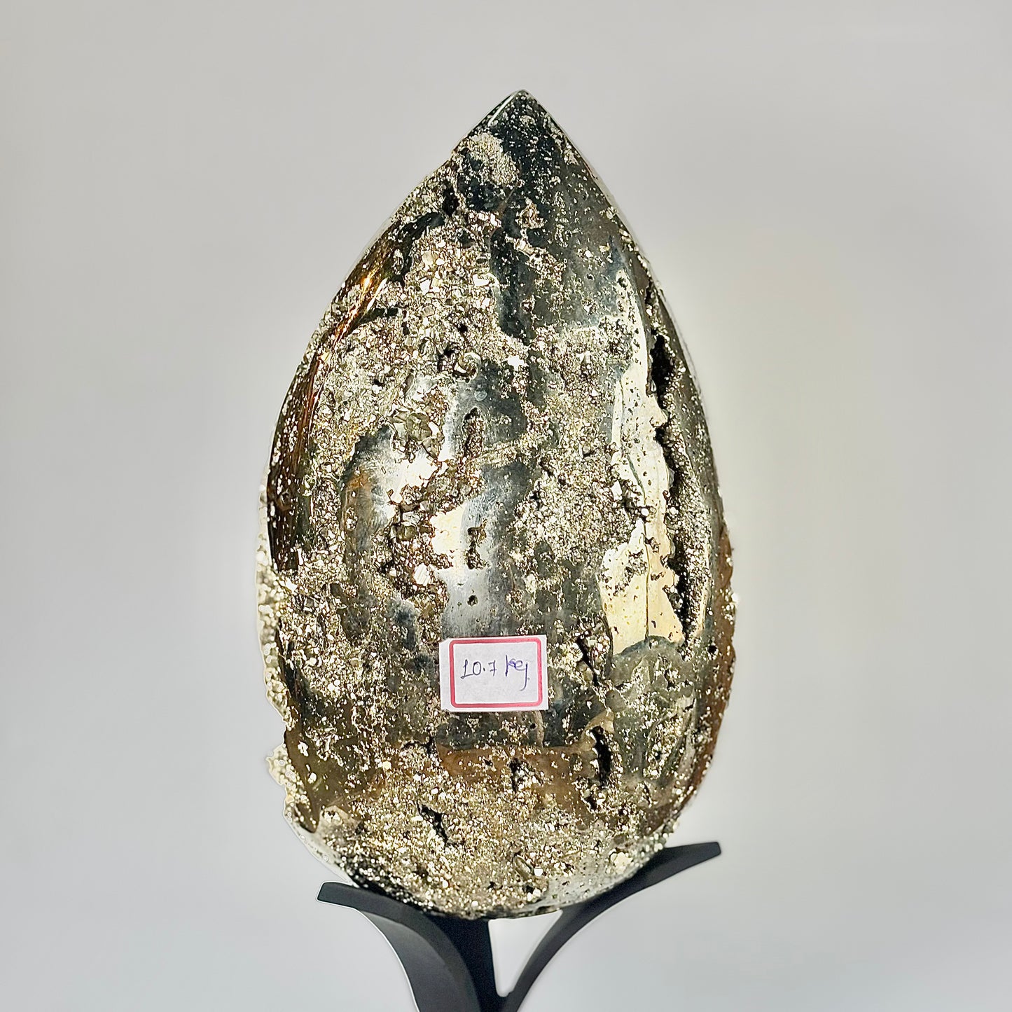Extra Large Peruvian Pyrite Druzy Egg Carving 10.7 Kg – Abundance & Prosperity