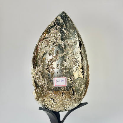 Extra Large Peruvian Pyrite Druzy Egg Carving 10.7 Kg – Abundance & Prosperity