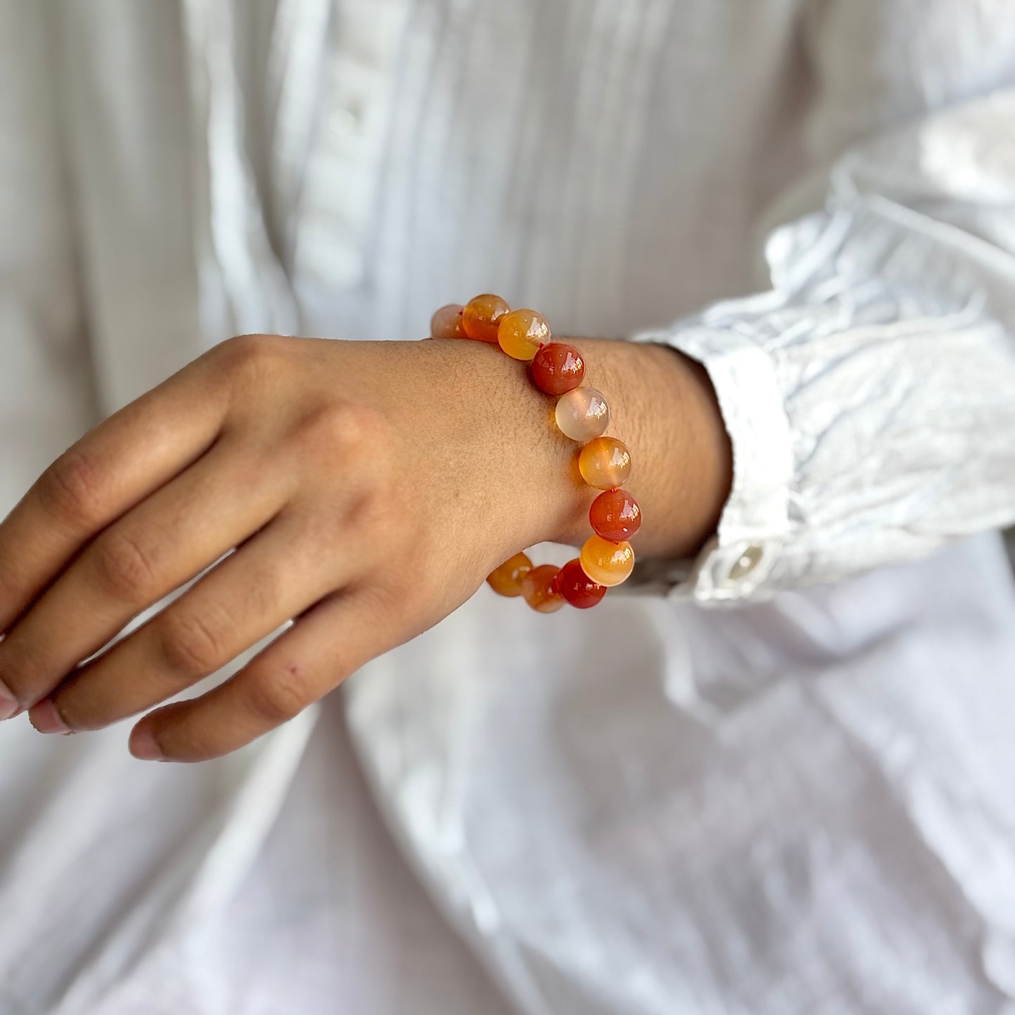 Orange Carnelian Bead Bracelet - 12mm | Opportunities & Courage