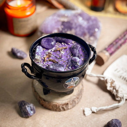 Calm & Focus Crystal Treasure Cauldron Soy Candle - 190 g