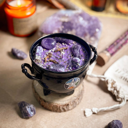 Calm & Focus Crystal Treasure Cauldron Soy Candle - 190 g