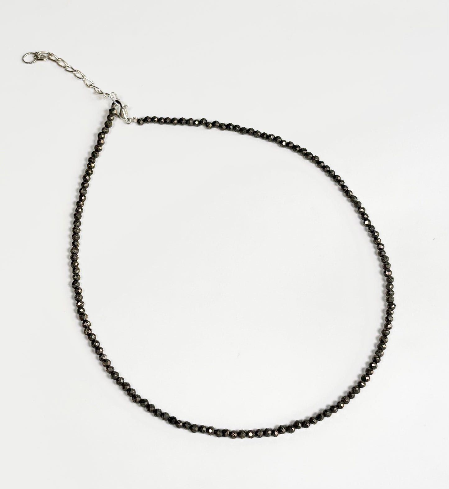 Natural Pyrite 4mm Faceted Bead Necklace