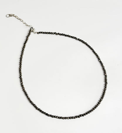 Natural Pyrite 4mm Faceted Bead Necklace