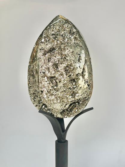 Extra Large Peruvian Pyrite Druzy Egg Carving 10.7 Kg – Abundance & Prosperity