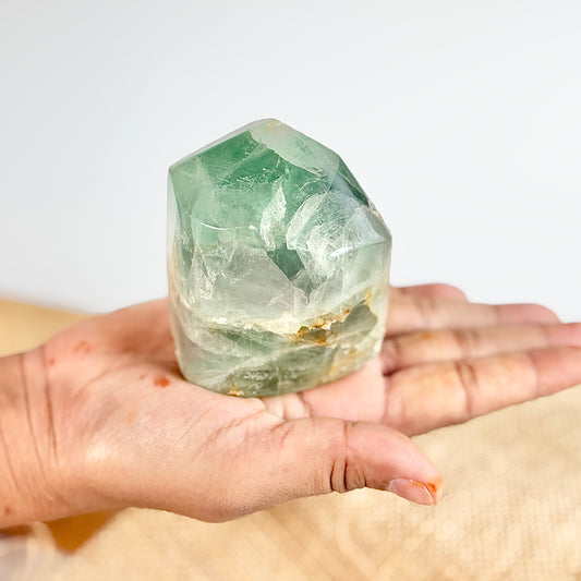 Green Fluorite Free Form ( Little Purple Inclusion) - | Focus & Concentration