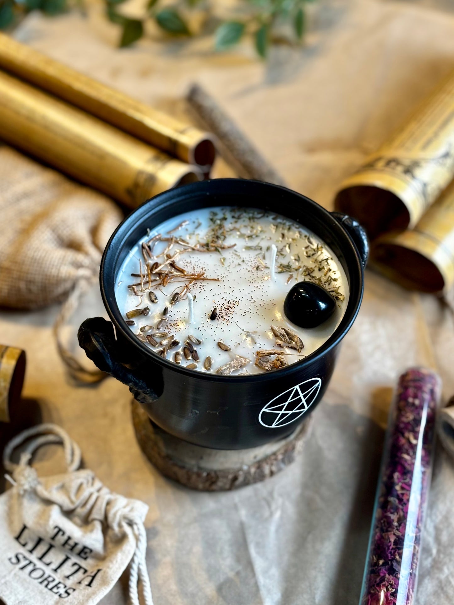 Pentacle Print Cauldron Candle | Remove Evil eye & Cleanse & Protect