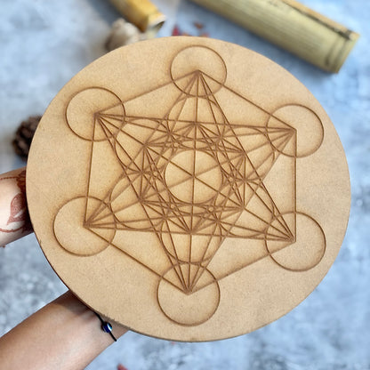 Metatron's Cube Wooden Crystal Grid Tile | Board