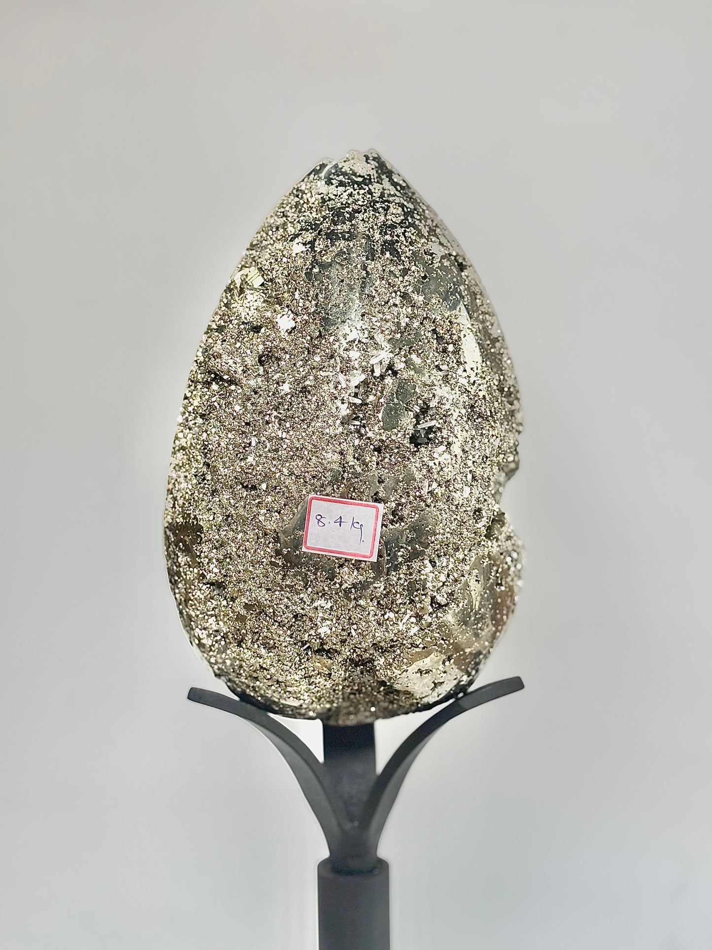 Extra Large Peruvian Pyrite Druzy Egg Carving 8.4 Kg – Abundance & Prosperity